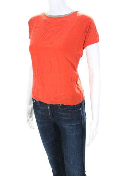 Gizia Womens Sleeveless Gemstone Round Neck Pullover Blouse Top Orange Size 36