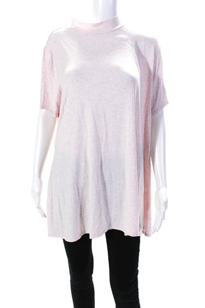 H By Halston Womens Mock Neck Short Sleeves Tee Shirt Pink Size 2X