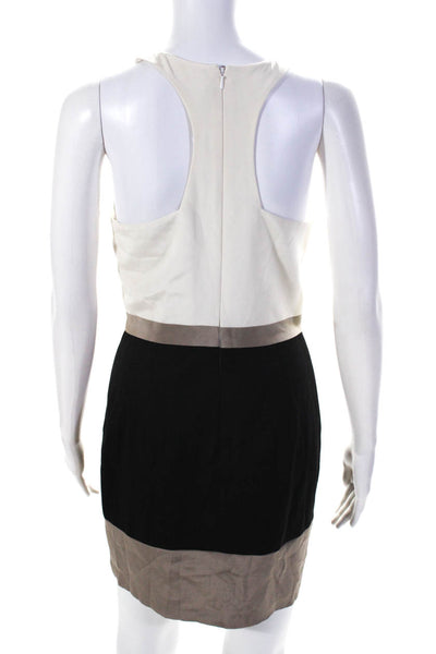 Jay Godfrey Womens Silk V Neck Sleeveless A Line Dress White Black Size 4