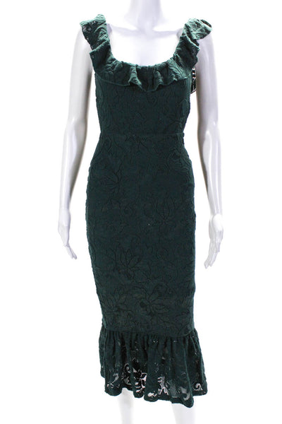 Nightcap Womens Green Metallic Midi Gown Size 0 12529542