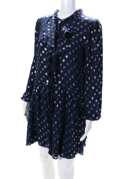 SALONI Womens Blue Navy Dot Tilly Ruffle Dress Size 8 13289873