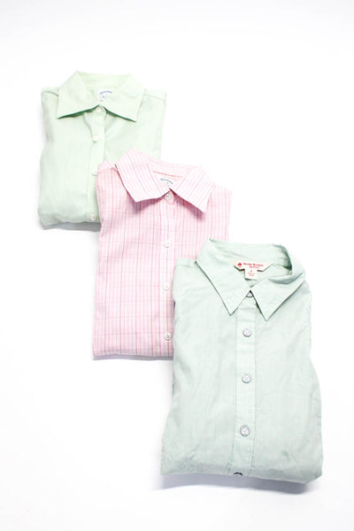 Brooks Brothers Womens Button Down Shirts Pink  Green Cotton Size 4 2 Lot 3
