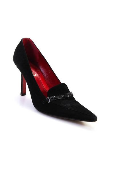 Martini Osvaldo Womens Black Suede Embellished High Heels Shoes Size 6