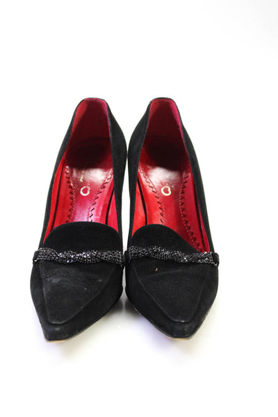 Martini Osvaldo Womens Black Suede Embellished High Heels Shoes Size 6