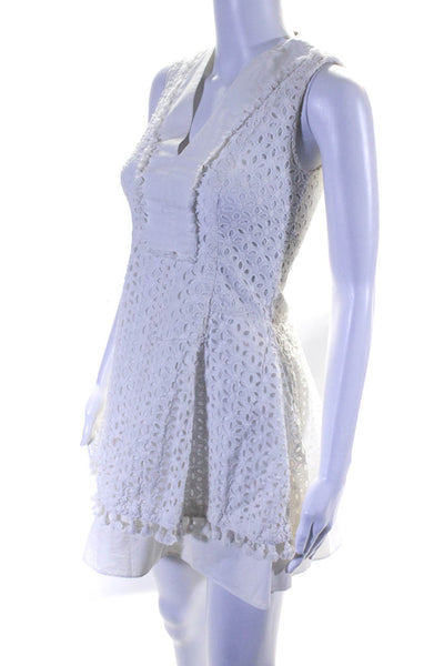 Derek Lam 10 Crosby Womens White V-Neck Zip Back Sleeveless Shift Dress Size 0