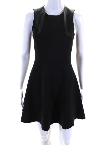 Theory Womens Black Crew Neck Zip Back Sleeveless Fit & Flare Dress Size 2