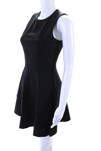 Theory Womens Black Crew Neck Zip Back Sleeveless Fit & Flare Dress Size 2