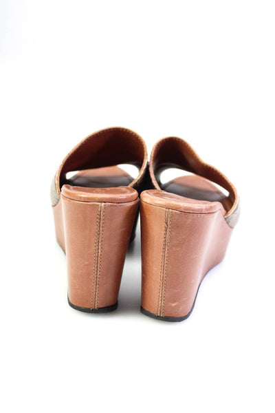 Riviera Womens Brown Snakeskin Open Toe Platform Wedge Heels Sandals Shoes Size6