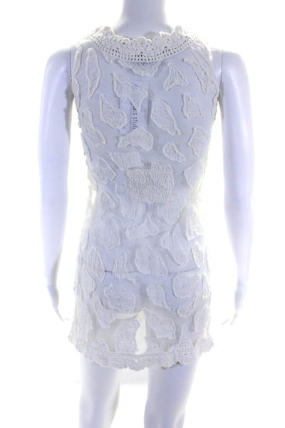 Letarte Handmade Womens White Textured Sleeveless Sheer Mini Dress Size XS