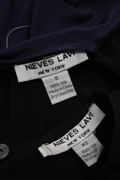 Nieves Lavi Womens Eggplant Silk Crew Neck Short Sleeve Blouse Top Size XS lot 2