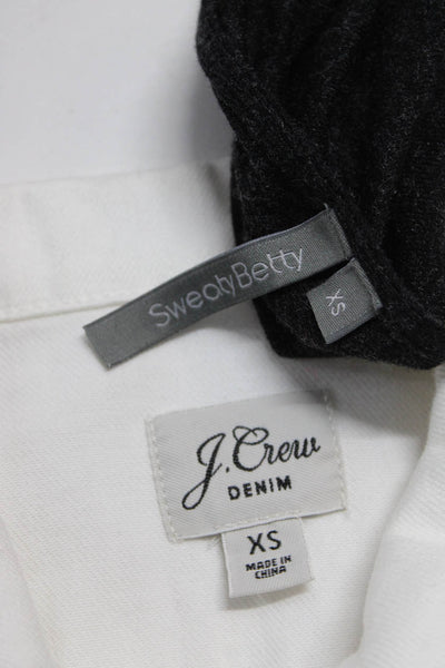 J Crew Womens Blouse White Cotton Collar Long Sleeve Denim Jacket Size XS lot 2
