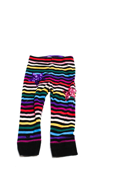 Rykiel Baby Girls Striped Sequin Accent Leggings Black Rainbow Size 18-24 M