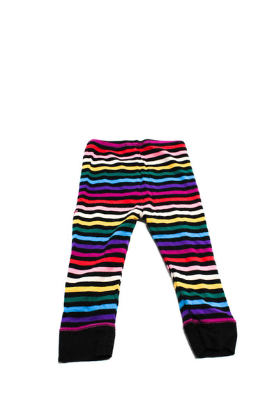 Rykiel Baby Girls Striped Sequin Accent Leggings Black Rainbow Size 18-24 M