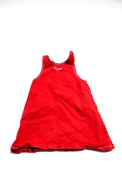 Sonia Rykiel Girls Sleeveless Scoop Neck Button Down Overall Dress Red Size 6