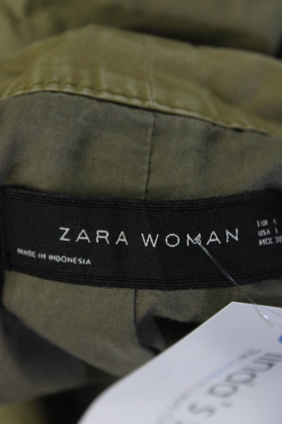 Zara Women's Round Neck Cinch Waist Jacket Green Size L
