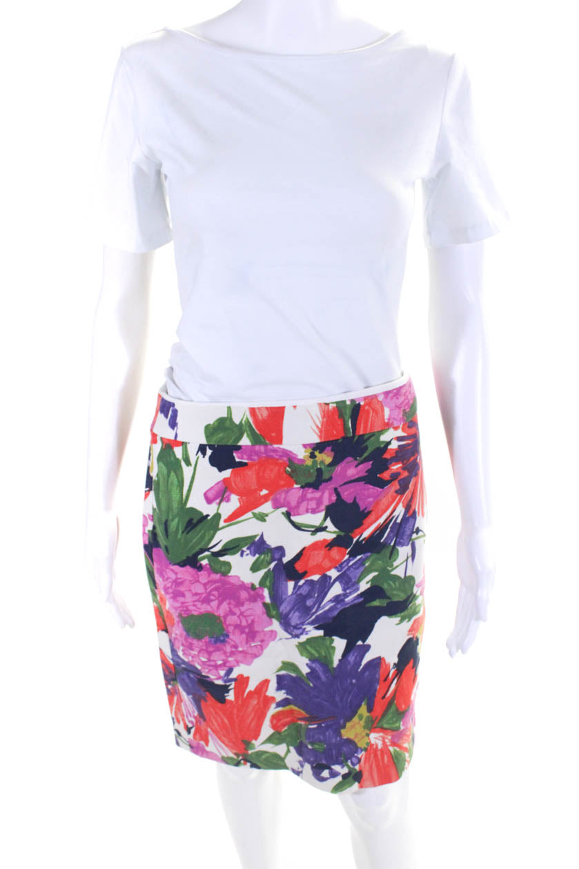 J Crew Womens Cotton Painted Floral Mid Rise No. 2 Pencil Skirt White -  Shop Linda's Stuff