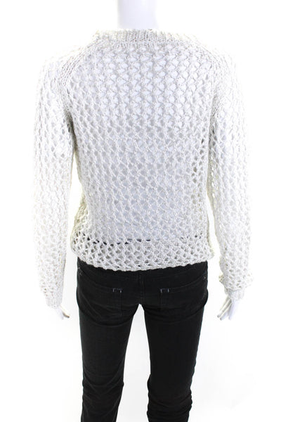 IRO Womens Mohair Open Knit Crew Neck Ferne Sweater White Silver Size 0