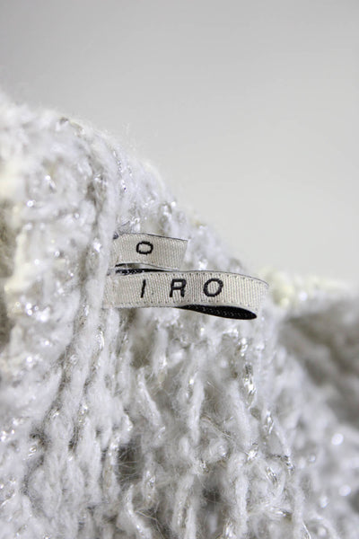 IRO Womens Mohair Open Knit Crew Neck Ferne Sweater White Silver Size 0