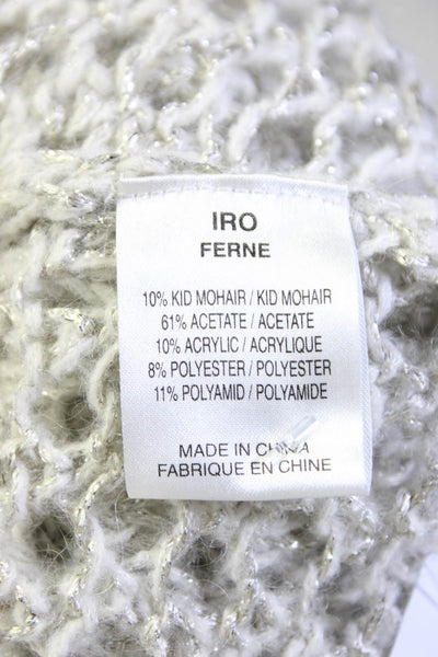 IRO Womens Mohair Open Knit Crew Neck Ferne Sweater White Silver Size 0