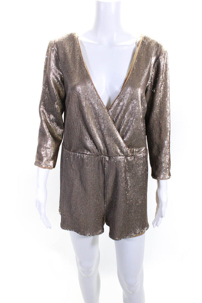 Ali & Jay Womens Gold Gold Sequin Romper Size 6 14184822