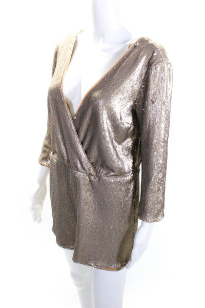 Ali & Jay Womens Gold Gold Sequin Romper Size 4 10821081