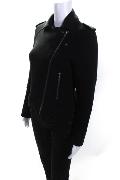 Cupcakes And Cashmere Womens Collared Zippered Motorcycle Jacket Black Size S