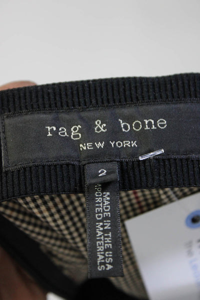 Rag & Bone Women's Zip Straight Leg Pant Plaid Size 2