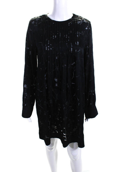 Rag & Bone Women's Round Neck Long Sleeves Mini Dress Black Size S