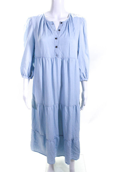 Isabella Oliver Womens Blue Raffa Chambray Maternity Dress Size 10 15218502