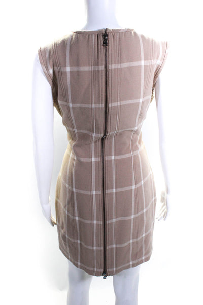 Toccin Womens Brown Nude Plaid Front Tie Sheath Size 10 13294649