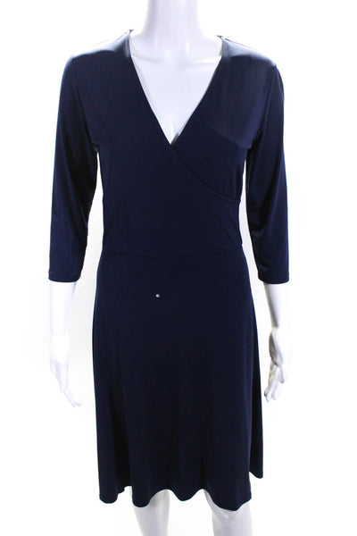 Leota Womens Blue The Perfect Navy Wrap Dress Size 4 11679446