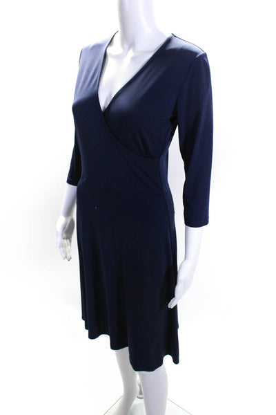 Leota Womens Blue The Perfect Navy Wrap Dress Size 4 11679446