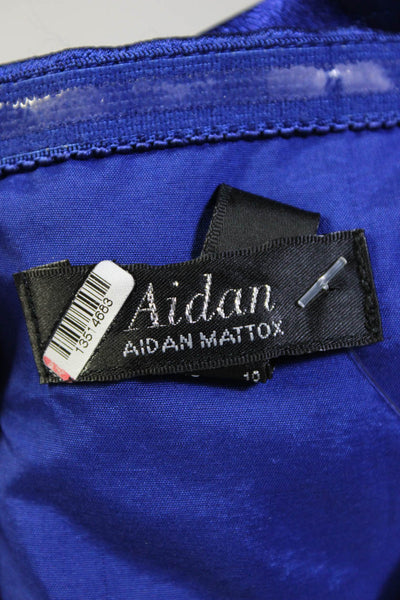 Aidan AIDAN MATTOX Womens Blue Royal Blue Satin Dress Size 10 13514683