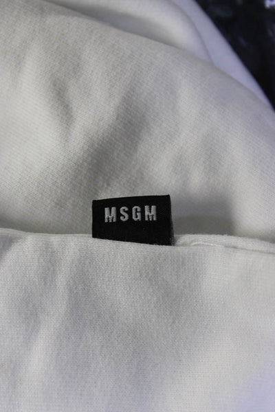 MSGM Kids Girls Cotton Ruched Hem Graphic Print Sleeveless Hoodie White Size 10