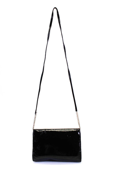 Kate Spade New York Womens Patent Leather Crossbody Shoulder Handbag Black