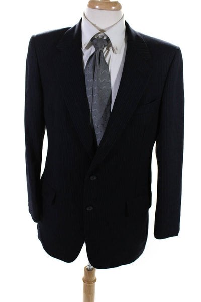 Christian Dior Mens Pure Virgin Wool Pinstripe Suit Jacket Blazer Black Size 42