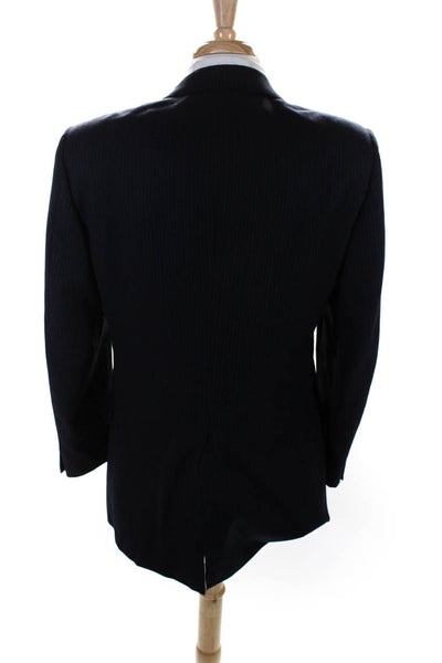 Christian Dior Mens Pure Virgin Wool Pinstripe Suit Jacket Blazer Black Size 42
