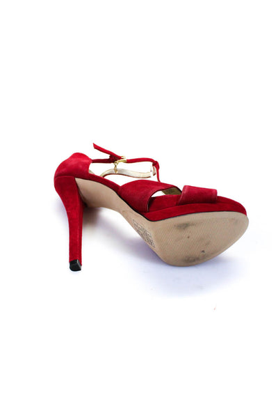 Michael Michael Kors Women's Open Toe Strappy Stiletto Sandals Red Size 8.5