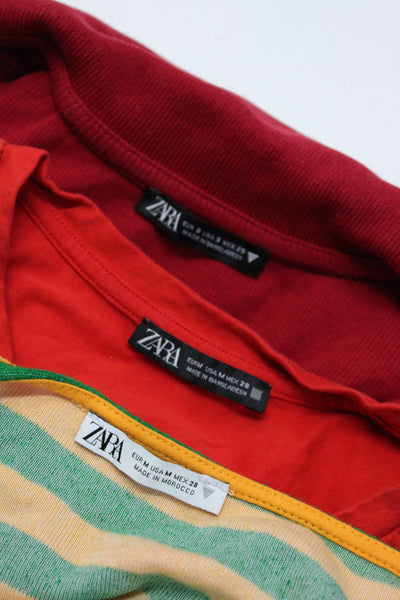 Zara Womens Tee T-Shirt Tops Dress Red Size M S Lot 3