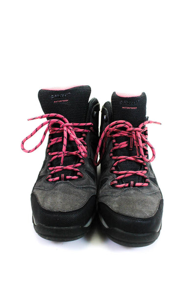 Hi-Tech Womens Suede Two Tone Waterproof Hiking Boots Sneakers Gray Pink Size 8