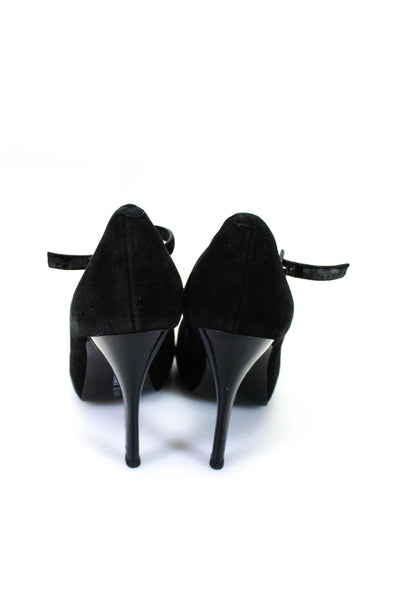 Gianni Bini Women's Suede T Strap Accent Platform High Heeled Pumps Black Size 7