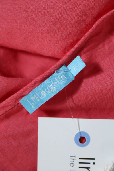 J. Mclaughlin Womens Pink Cotton V-Neck Long Sleeve Tunic Blouse Top Size XS