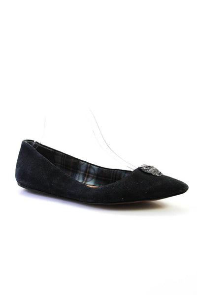 Brooks Brothers Womens Black Suede Owl Embellished Ballet Shoes Size 7.5