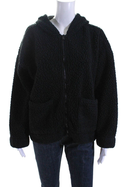 Splendid Womens Black Black Faux Sherpa Jacket Size 2 13865857