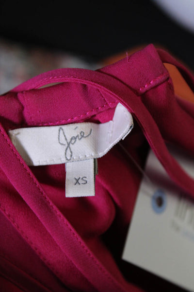 Joie Womens Fuschia Silk Halter Neck Sleeveless Lined Blouse Top Size XS