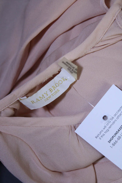 Ramy Brook Womens Pink Silk Ruffle Tie Neck Sleeveless Blouse Top Size XS