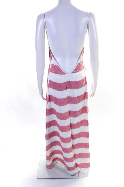Island Company Womens Linen Striped Sleeveless A-Line Maxi Dress White Size S