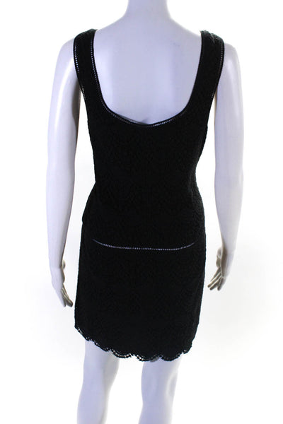 Juicy Couture Womens Scoop Neck Scalloped Knit Dress Black Cotton Size 10