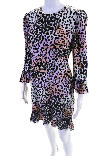 Veronica Beard Womens Back Zip Spotted Print Tamar Dress Lilac Multi Size 6