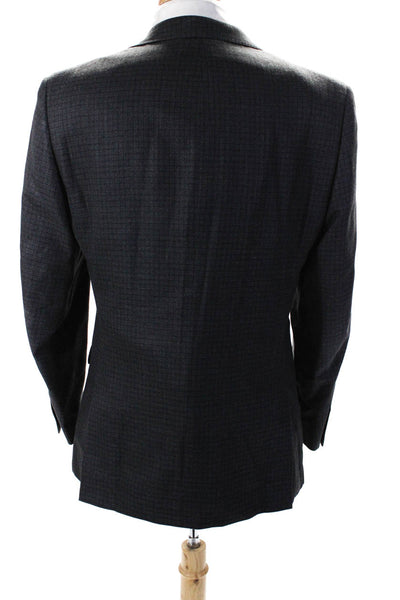 Calvin Klein Mens Gray Silk Checker Two Button Long Sleeve Blazer Size 40R